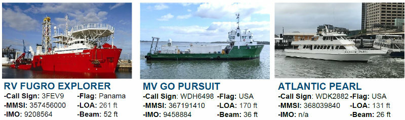 Active vessels: RV Fugro Explorer, MV Go Pursuit, Atlantic Pearl